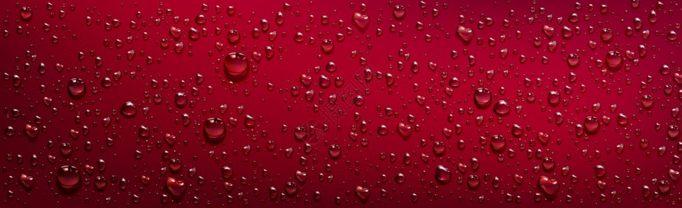 红色背景透明水滴图片