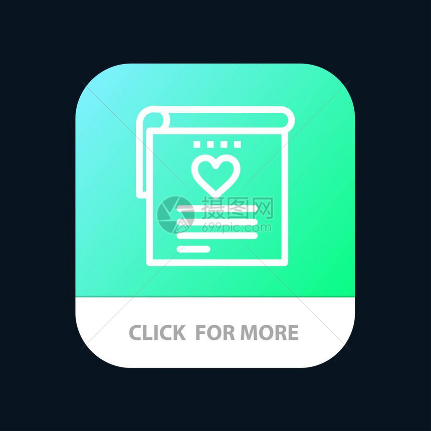文件爱婚礼心脏移动App按钮Android和IOS线版本图片
