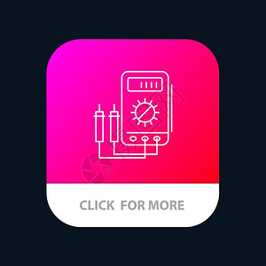 安培数伏特计安培仪瓦特数字测试器移动应用程序按钮Android和IOS线版插画