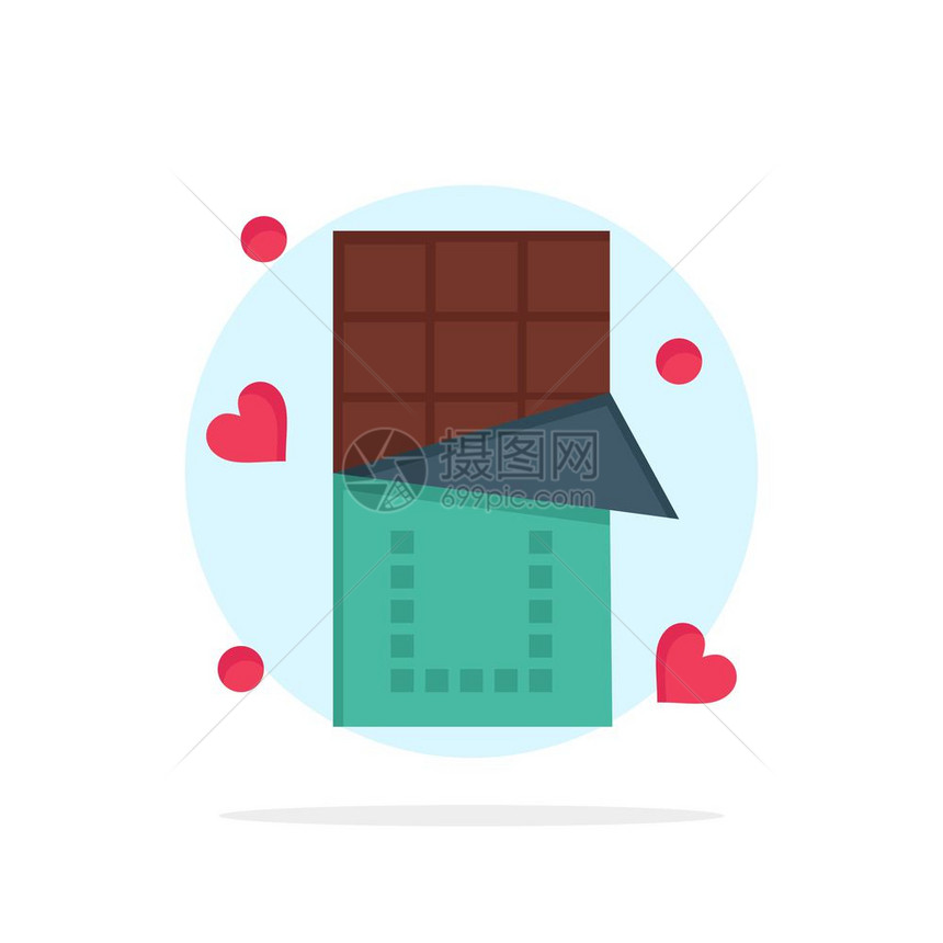 巧克力爱食物甜摘要圈背景平面彩色图标图片