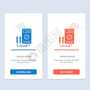 安培数伏特计安培仪瓦特数字测试器蓝色和红下载购买插画