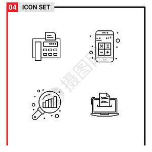 4个基本填充线平板颜色传真数据分析传真机应用程序可编辑矢量设计要素的用户界面包背景图片