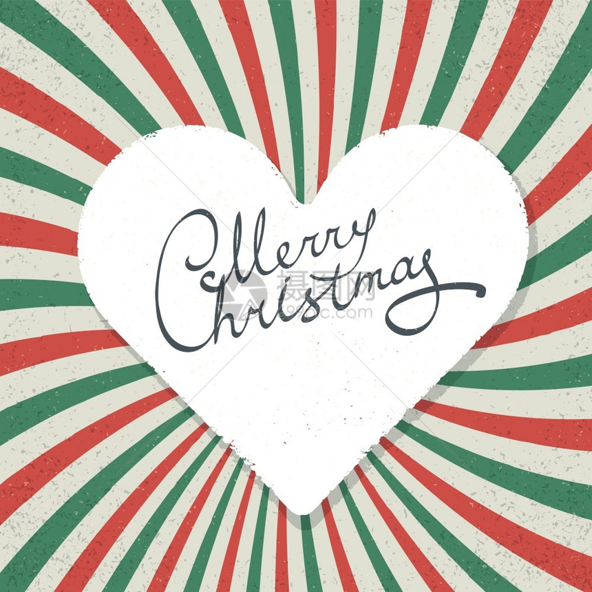 圣诞快乐背景红绿辐射线和心脏图片