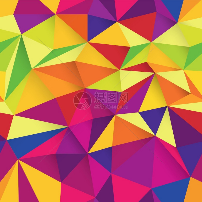 多色三角形无缝图案矢量摩西设计图案多色抽象背景图片