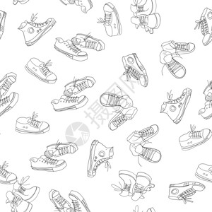 Sneakers无缝模式Doodle矢量背景图片