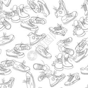 Sneakers无缝模式Doodle矢量背景图片
