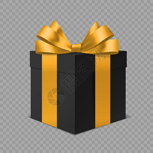 金色礼物3D黑色礼物盒矢量设计元素插画