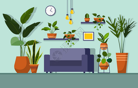 马利筋属植物客厅绿色装饰植物插画