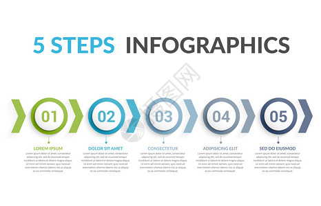 导图模板包含五个步骤或选项工作流程或图矢量eps10插图等5个步骤或选项矢量插图的表模板插画