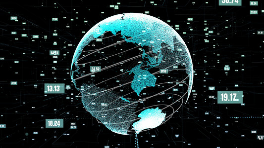 全球数据科技和计算机编程摘要信息时代未来的数字地球网络连接3DRenderingcg背景图片