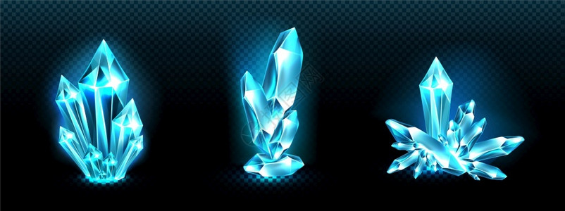 晶体组装有蓝色光石英或晶状矿物的体组装未露面的粗光岩渣孤立的首饰宝石贵重或稀有现实的三维矢量组装晶体有蓝色光亮的晶体组装有蓝色光背景图片