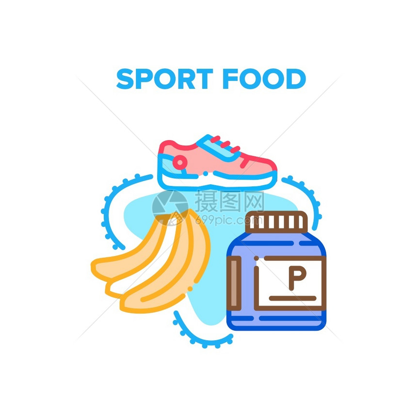香蕉和补充瓶运动食品和鞋用于健身培训维他命营养和运动者服装颜色说明运动食品消毒剂概念一颜色说明消毒剂概念一颜色说明图片
