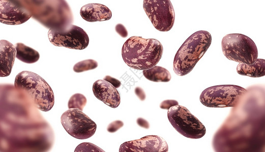 红豆悬浮在白色背景上图片