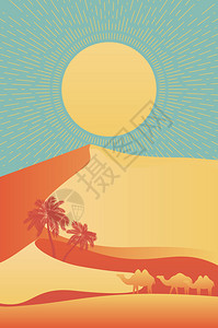 沙漠中的棕榈树海报设计图片