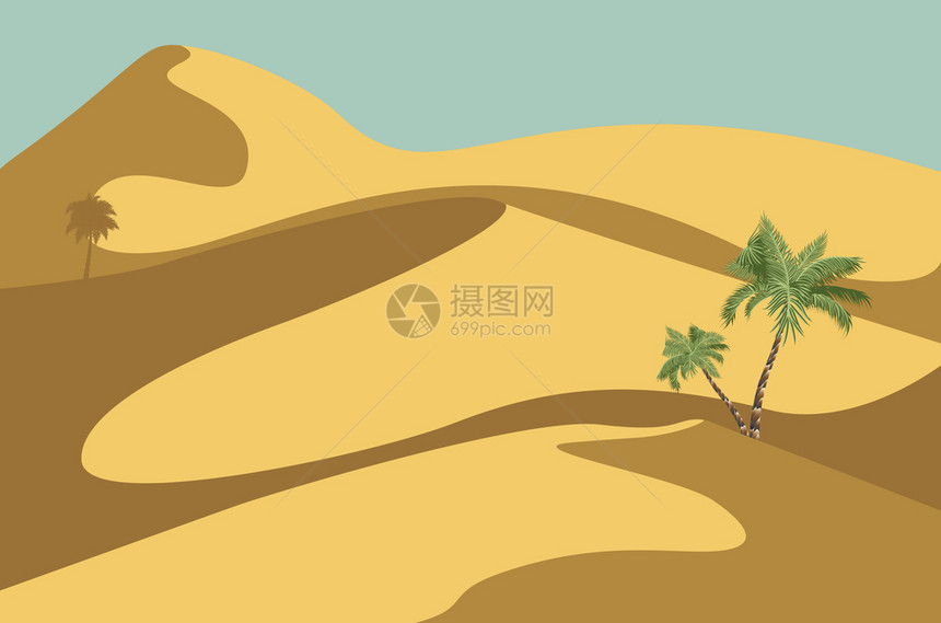 沙漠中的棕榈树海报设计图片