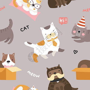 卡通可爱猫咪矢量插图图片