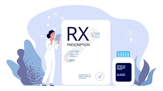 医生列表RX处方药剂师说明止痛药处方病媒业治疗物说明处方rx医药疗剂说明插画