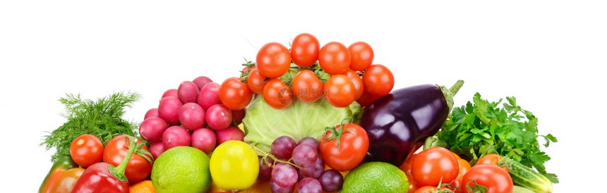 水果和蔬菜在白色背景上被隔离健康的食物广博照片图片