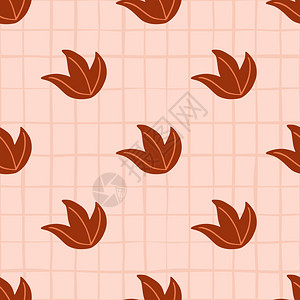 橙粉最小梯度有创意的最小无缝模式有深橙叶树丛形状粉色彩背景织物设计纺品印刷包装封面矢量插图的装饰背景有创意的最小无缝模式有深橙叶树丛形状粉色插画
