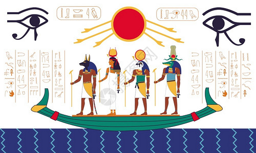 桑斯安斯风车村古埃及传统笔画象形文字插画