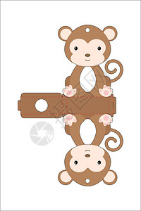 打胶枪卡通可爱猴子容器设计插图插画