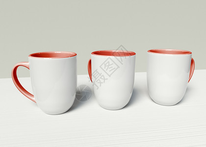 3D插图白色背景的杯子模型背景图片