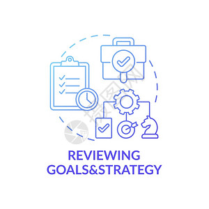 任务大纲审查目标和战略概念图顶层管理任务为未来设定挑战和目标商业成功理念细线插图矢量孤立大纲RGB颜色绘图插画