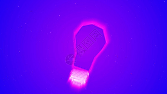 3D灯泡紫亮光的3D插图图片