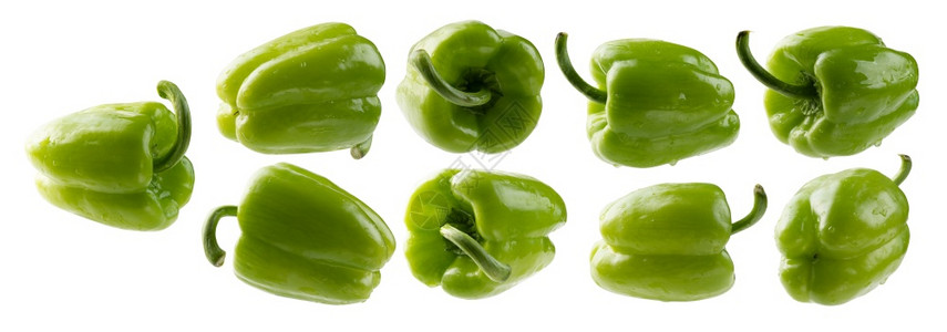 一组绿色辣椒孤立在白色背景上孤立在白色背景上图片