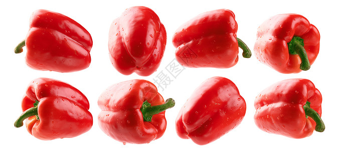 一套红色辣椒孤立在白色背景上一组红色辣椒孤立在白色背景上图片