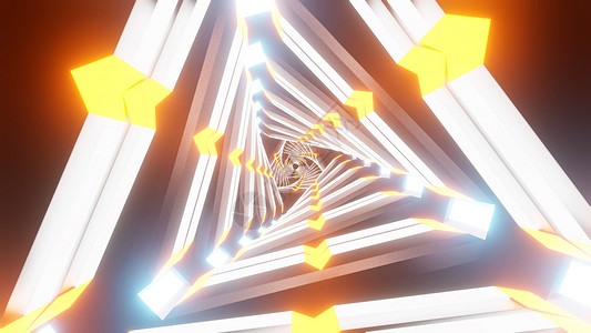 循环SciFi动画高级技术门户3dd翻转VJ音乐环三角尼龙隧道环现代尼龙光线照未来金属走廊和三角形的抽象飞行背景图片