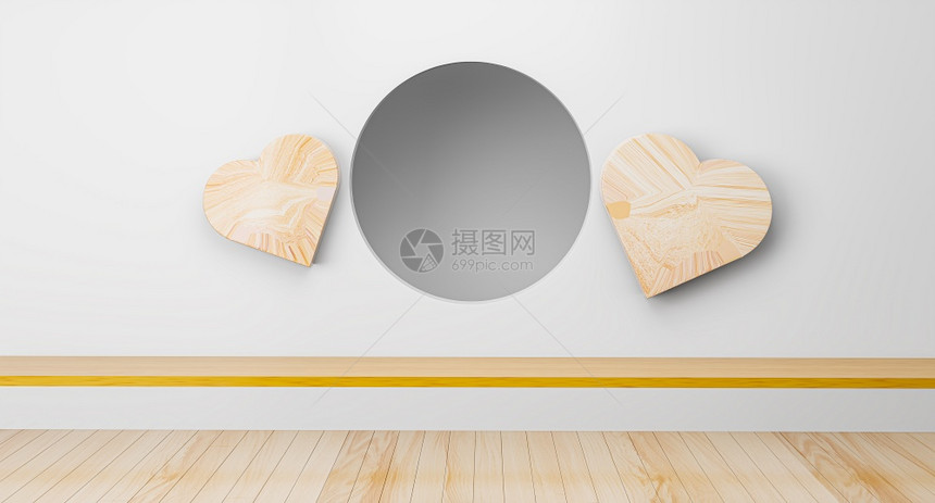圆圈和心脏木头思想的空室内部日本人房间圆架墙壁设计空的日本人式客厅图片