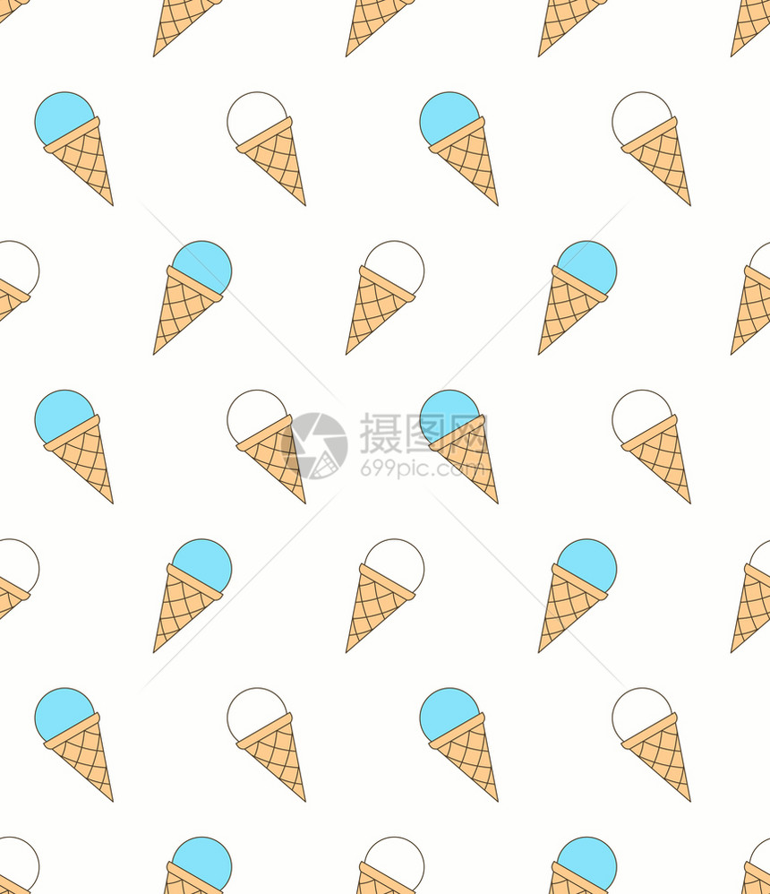 无缝模式有冰淇淋蓝色矢量eps10插图图片
