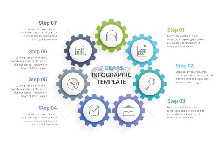 7个齿轮的圆形图矢量eps10插图7个齿轮图片