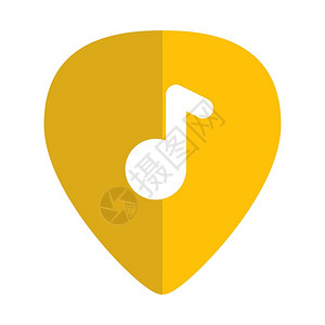 黄色音乐播放列表中的吉他歌曲矢量设计元素图片