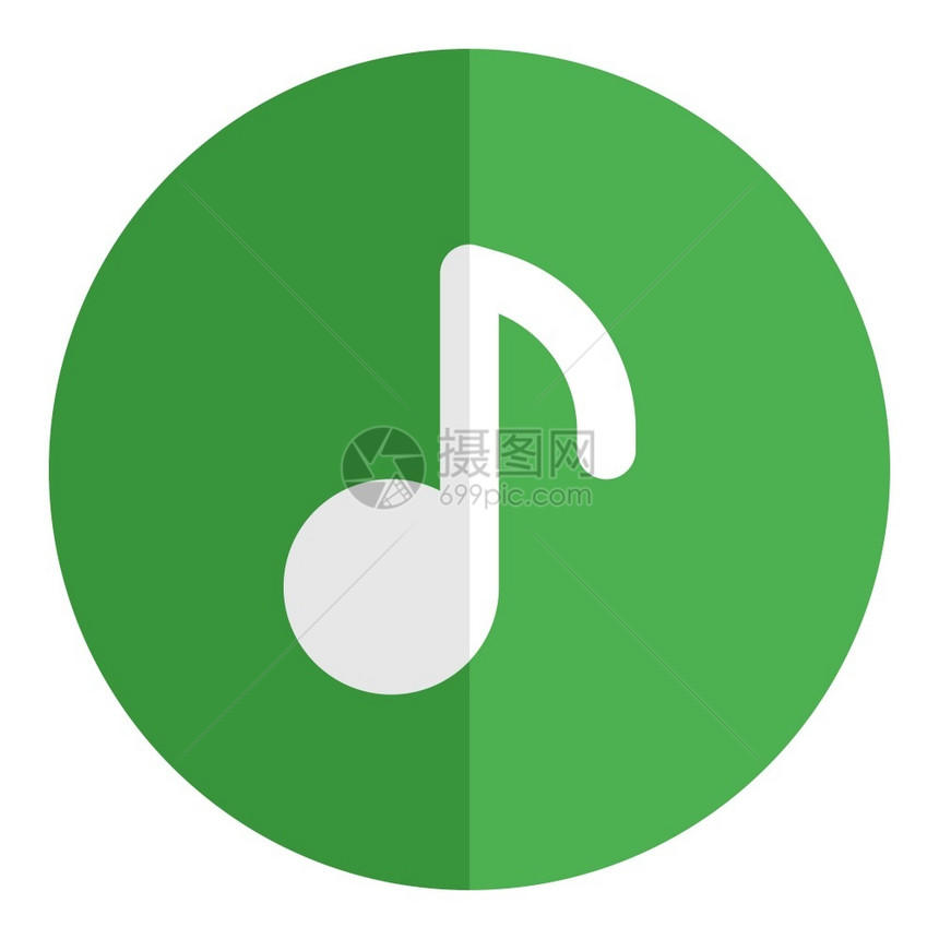 绿色圆圈音乐应用程序矢量设计元素图片