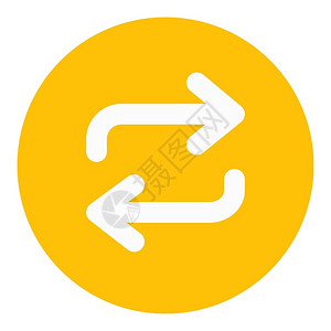 黄色循环箭头黄色圆圈循环播放音乐矢量设计图标插画