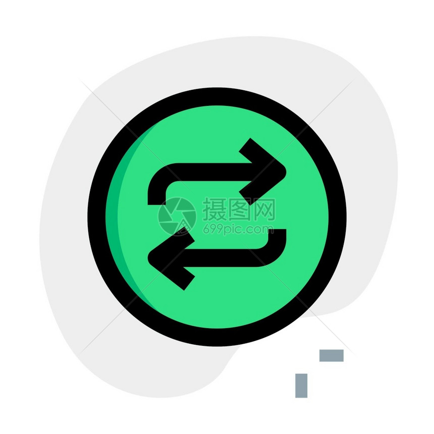 绿色圆圈循环播放音乐矢量设计图标图片