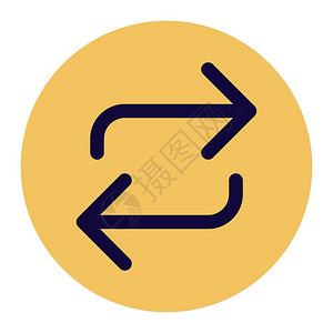 黄色循环箭头黄色圆圈循环播放音乐矢量设计图标插画