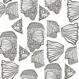 手绘抽象雕刻风鱼类图片