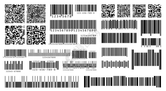 牛肚条包装数字激光扫描产品条码和QR隔离矢量模板说明代码产品标签扫描仪信息的标签条线码隔离矢量模板插画