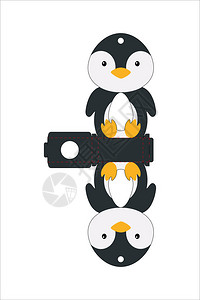 卡通可爱企鹅容器设计插图图片