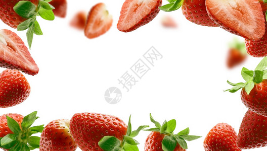框形的许多草莓孤立在白色背景上框形的许多草莓孤立在白色背景上背景图片