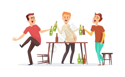 跳舞酒吧喝啤酒醉朋友的人物喝醉Oktoberfest啤酒派对插图在吧或的男朋友喝啤酒的聚会欢乐人喝醉酒Oktoberfest啤酒派对插图插画