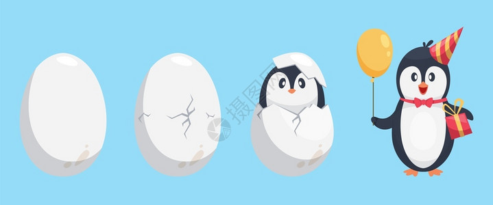 碎蛋壳企鹅蛋插画