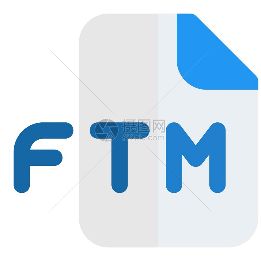 蓝色FTM文件矢量设计图标图片