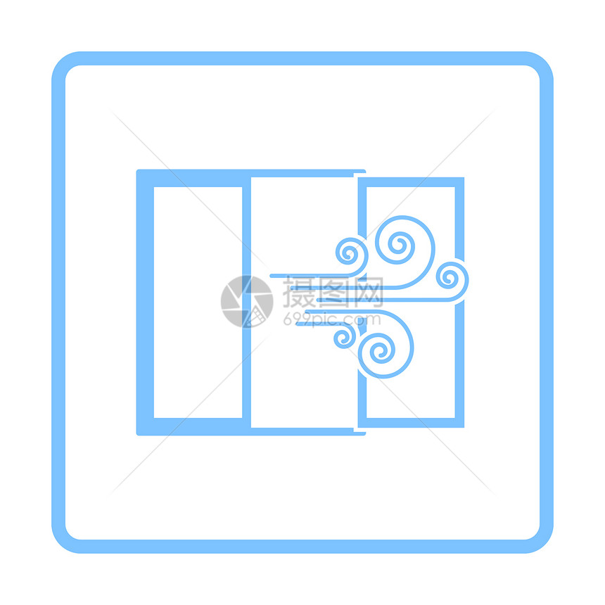室内通风图标蓝框架设计矢量说明图片