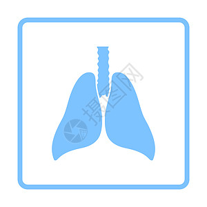 人类肺部图标蓝框架设计矢量说明背景