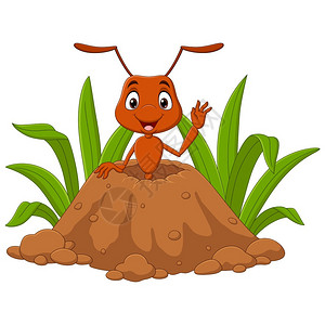 灭白蚁卡通可爱挖洞的蚂蚁插画
