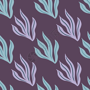 无缝模式抽象紫绿色海藻紫色背景图片